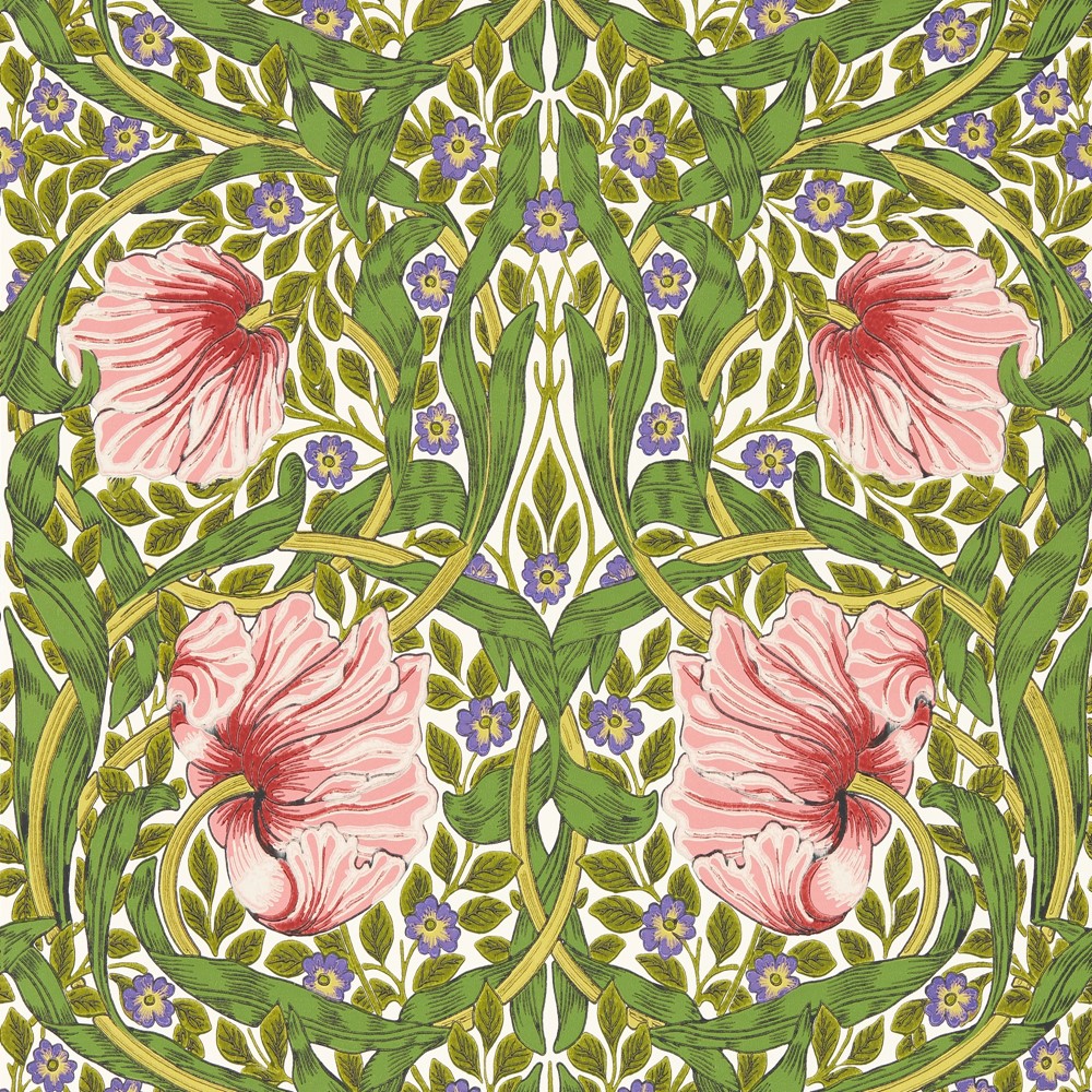 Pimpernel Wallpaper 217333 by Morris & Co in Sap Green Strawberry